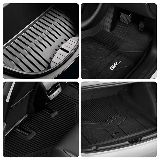 3W Custom Car Floor Mats All Weather Boot Liners, Storage Liner and Floor Liners for Tesla Model 3 2021-2023 RHD