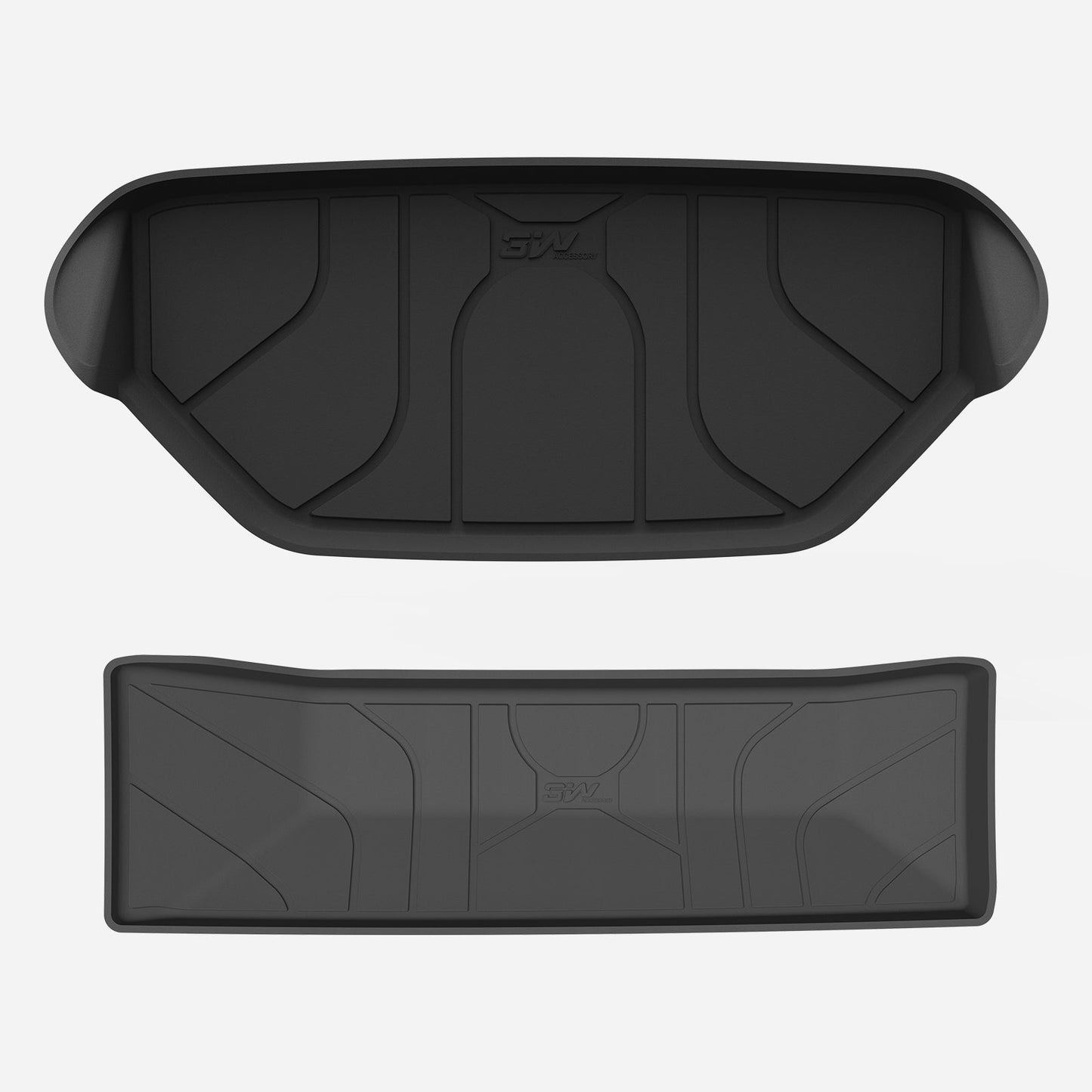 3W Custom Front Trunk Mat and Lower Boot Mat All Weather Cargo Liner for Tesla Model S 2023-2024