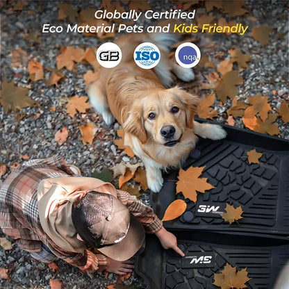 3W Custom Car Floor Mats All Weather Floor Liners, Boot Liners and Back Seat Cover Full set 9PCS for Tesla Model Y 2021-2024 RHD