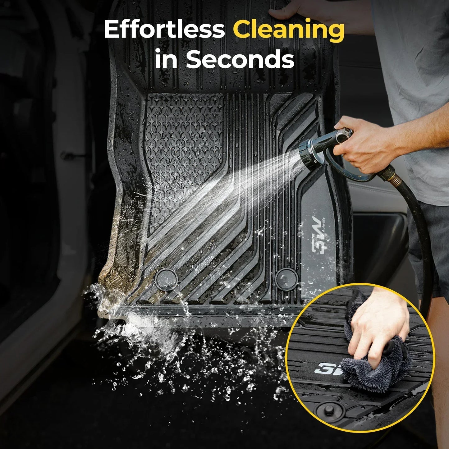 3W All Weather Car Mats For Tesla Cybertruck 2024-2025 LHD