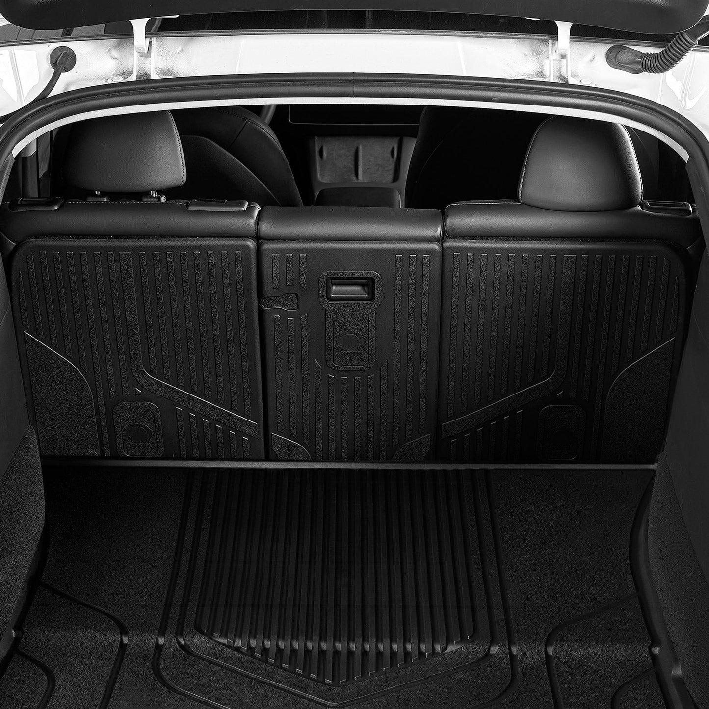 3W Custom Car Floor Mats All Weather Floor Liners, Boot Liners and Back Seat Cover Full set 9PCS for Tesla Model Y 2021-2024 RHD