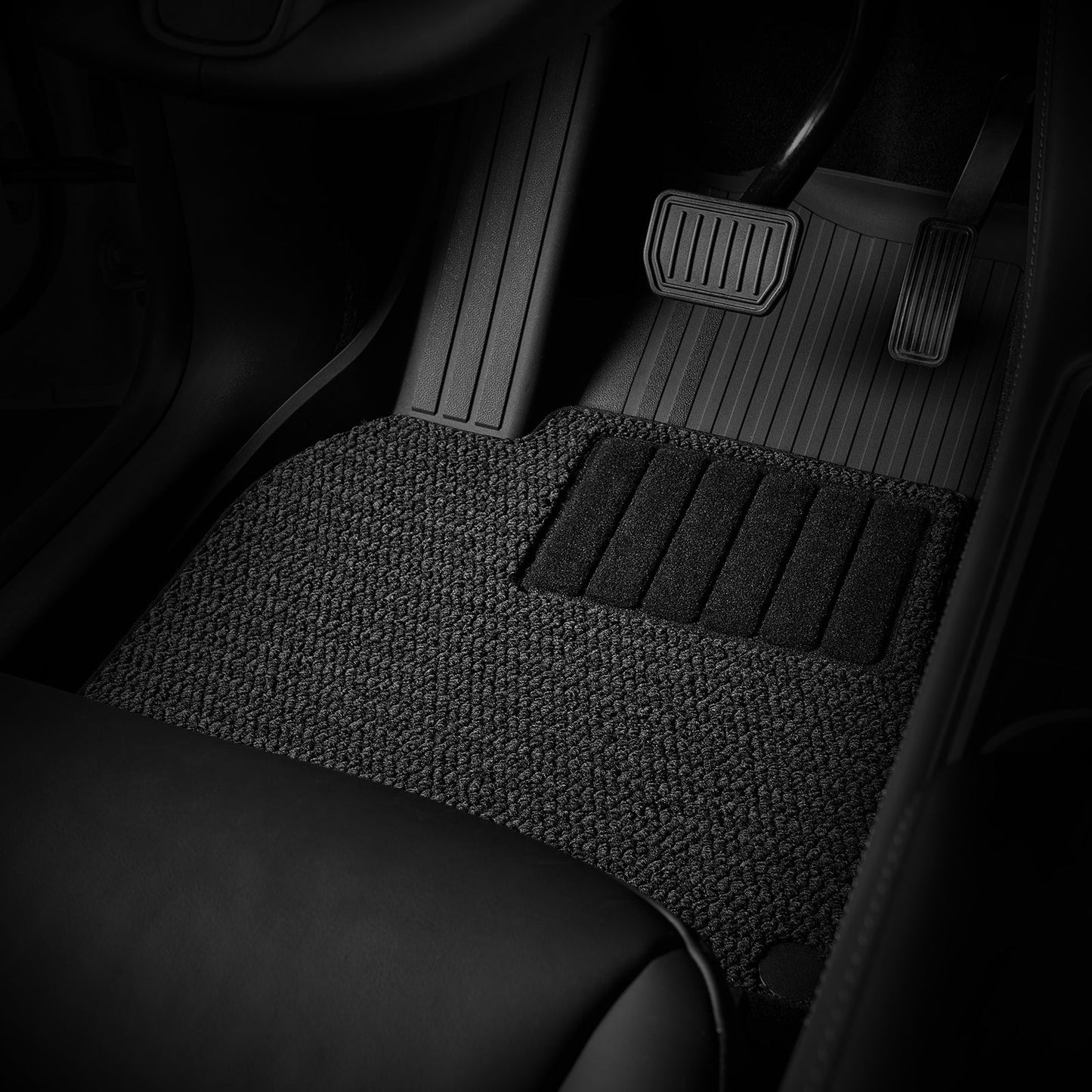 3W Custom Car Floor Mats All Weather Boot Liners, Storage Liner and Double Layer Carpeted Floor Liners for Tesla Model Y 2021-2024 RHD
