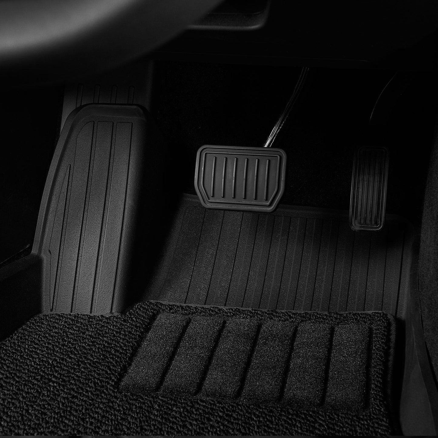 3W Custom Car Floor Mats All Weather Boot Liners, Storage Liner and Double Layer Carpeted Floor Liners for Tesla Model 3 2021-2023 RHD