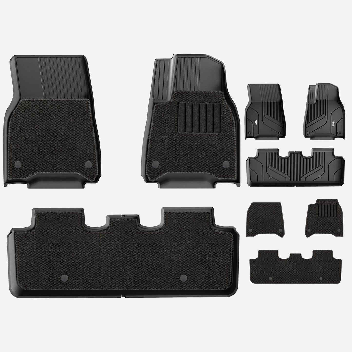 3W Custom Car Floor Mats All Weather Double Layer Carpeted Floor Liners for Tesla Model Y 2021-2024 RHD