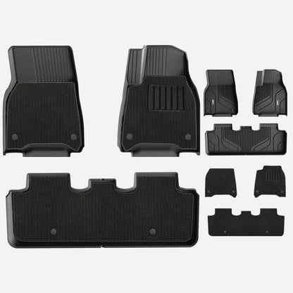 3W Custom Car Floor Mats All Weather Double Layer Carpeted Floor Liners for Tesla Model Y 2021-2024 RHD