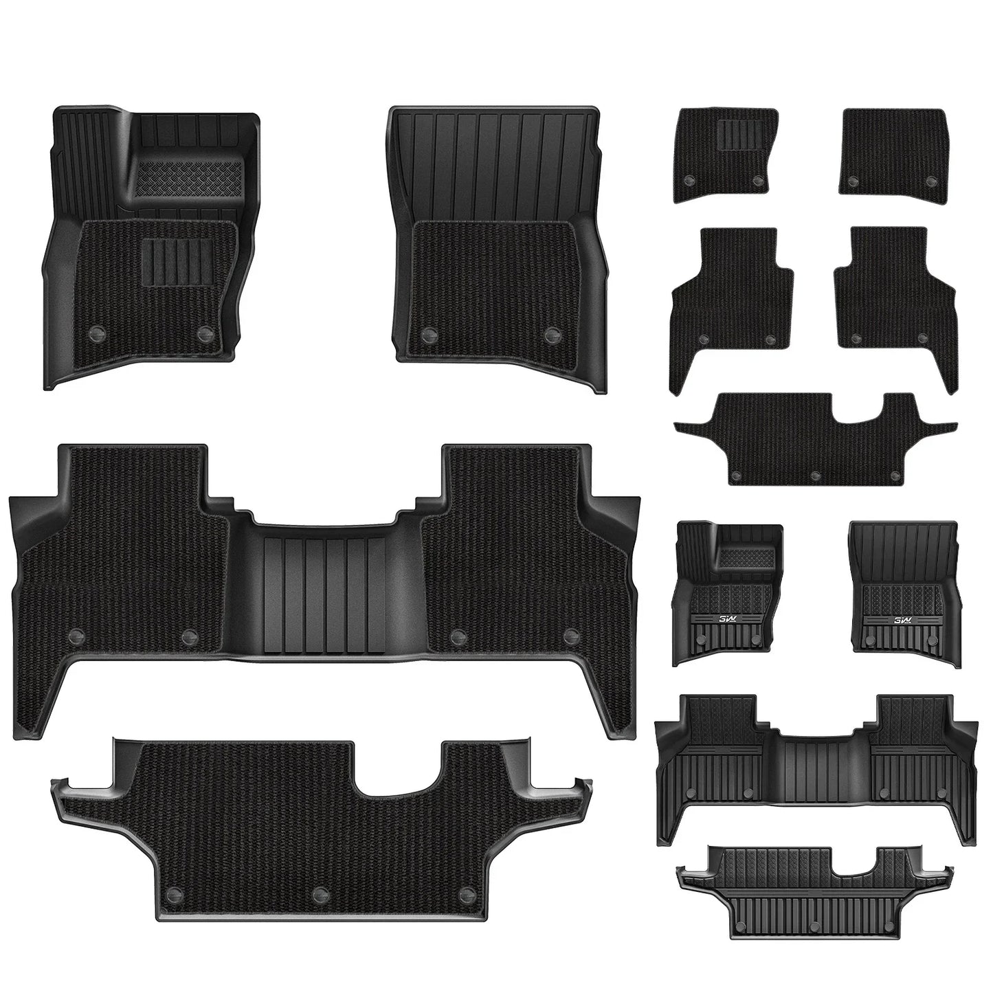 3W All Weather Car Mats For Land Rover Defender 130 2020-2025 (Fit for 7 seater and 8 seater) RHD