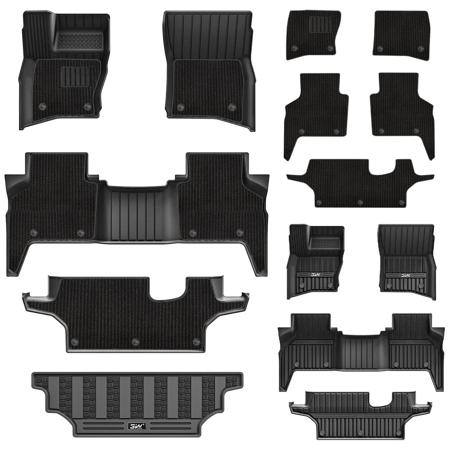 3W All Weather Car Mats For Land Rover Defender 130 2020-2025 (Fit for 7 seater and 8 seater) RHD