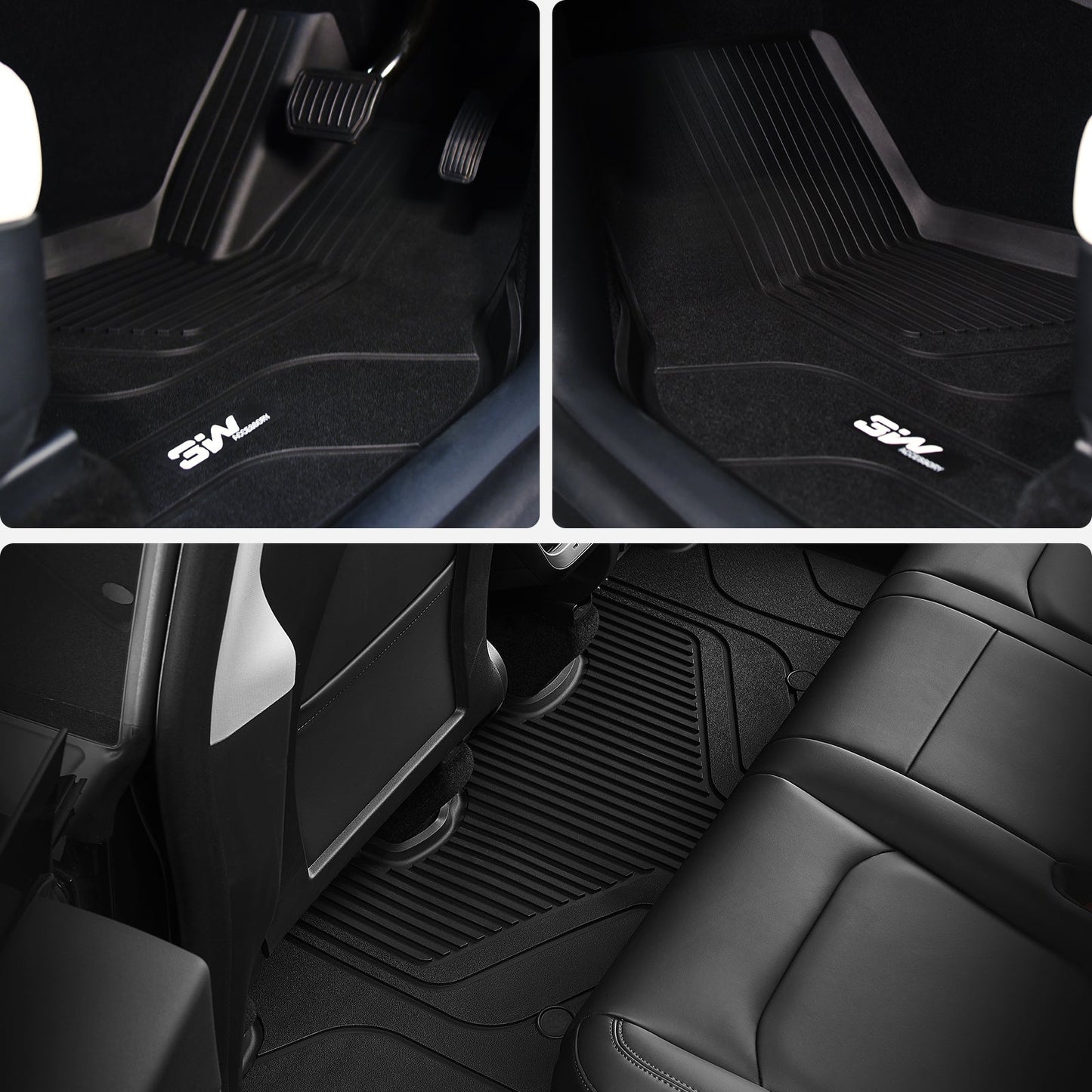 3W Custom Car Floor Mats All Weather Floor Liners for Tesla Model Y 2020-2024 RHD