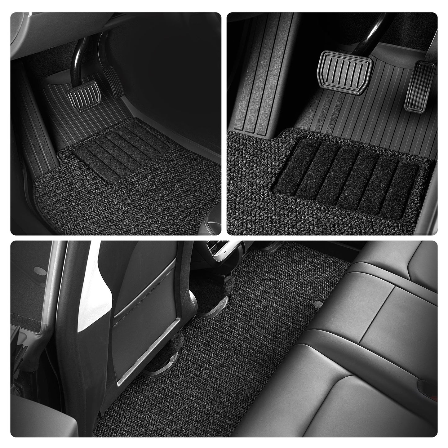 3W Custom Car Floor Mats All Weather Double Layer Carpeted Floor Liners for Tesla Model Y 2021-2024 RHD