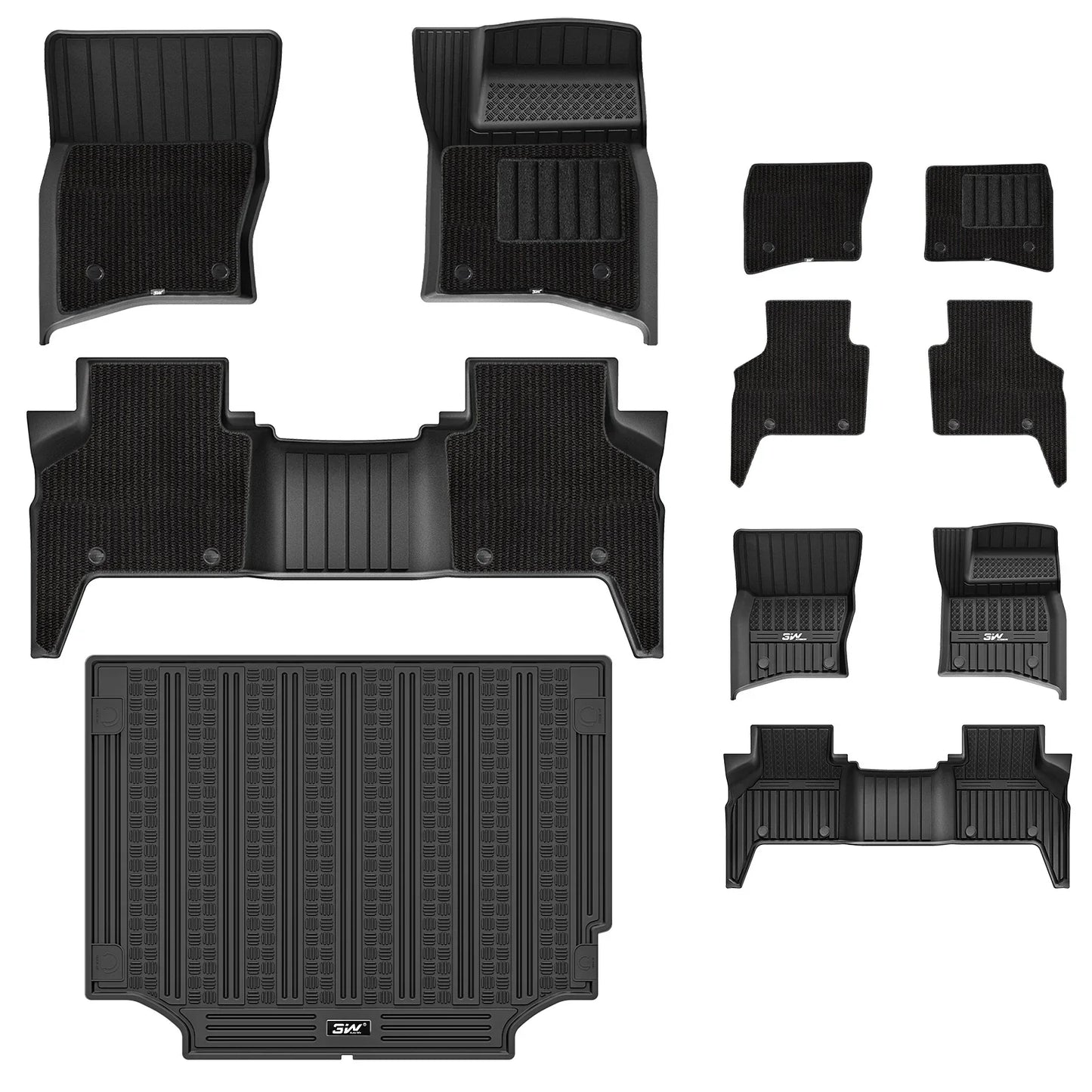 3W Car Floor Mats for Land Rover Defender 110 7-Seater 2020-2025 RHD