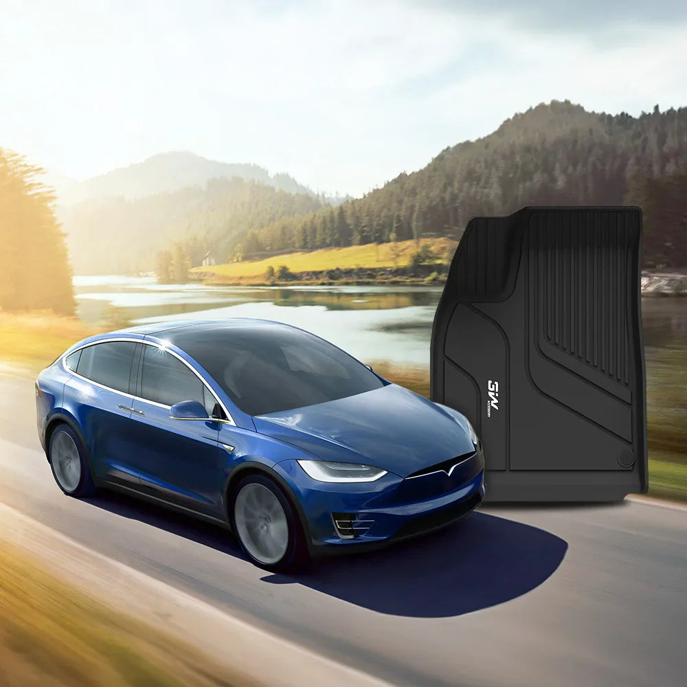3W Custom All Weather Car Mats for Tesla Model X 6 Seat 2022-2024 LHD